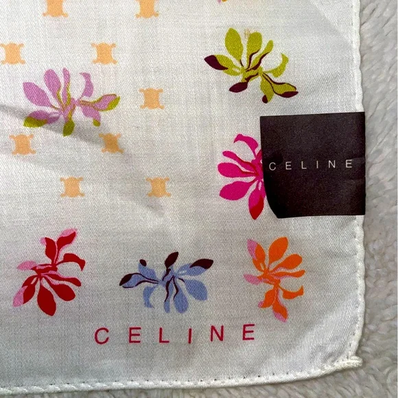 Celine Multicolor Floral Handkerchief/Scarf - Picture 2 of 4